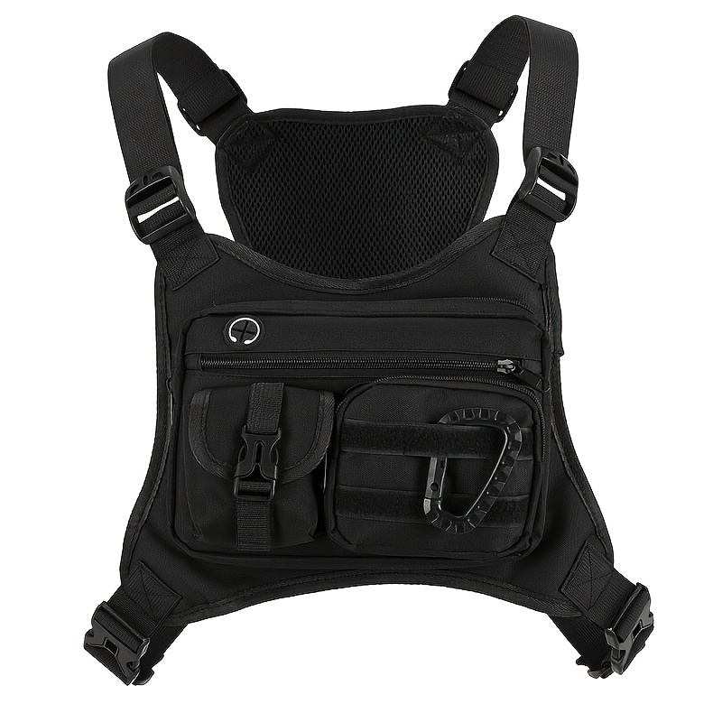TEMU Chaleco táctico de pecho ZUOMANNI para hombre - Chaleco táctico multibolsillos con correa de ajustable, bandolera adecuada para ciclismo,