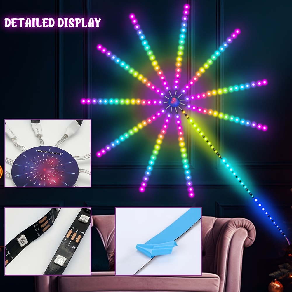 1pc remote control led strip lights fantasy colorful fireworks led lights with music synchronization decorating bedroom room stage wedding Product details 4