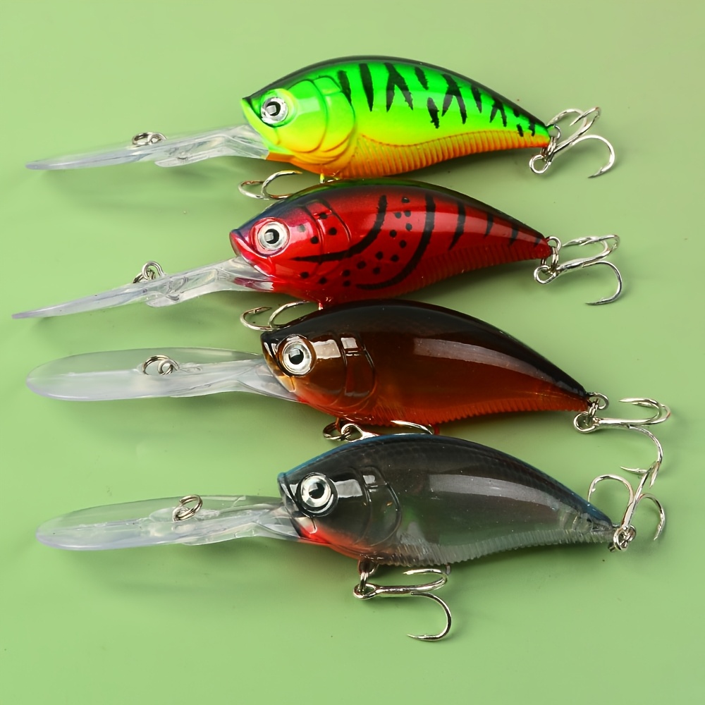 TEMU Lot de 4 Leurres à 12cm/4.72po 22g/0.776oz pour la Pêche au Grand Jeu, Appâts Flottants Artificiels Rigides pour et la Truite