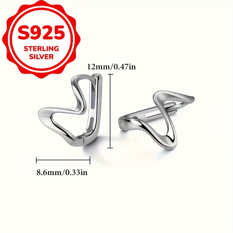 925 Sterling Silver Wave Stud Earrings 18K Plated Hypoallergenic Lightweight