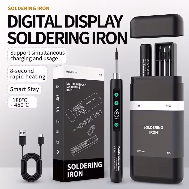 soldering set temperature adjustable with lcd screen up in 180 450 c with 3 ideal for home repairs and Product details 0