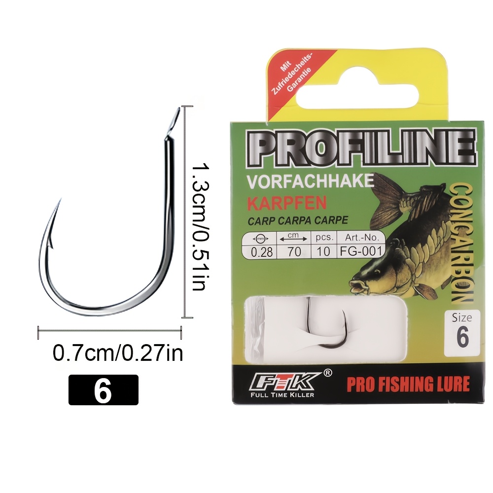 Ftk 10pcs Pre-tied Hooks; Of Carbon Fiber; Are High-carbon Steel Carp Fishing Hooks; Carp Fishing Gear; Carp Fishing Tying Tools