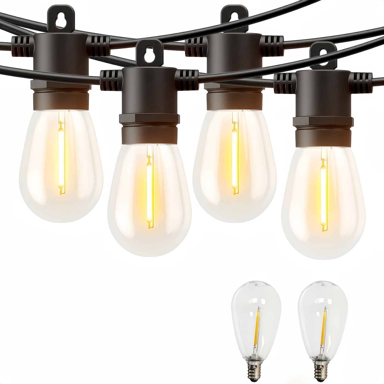 TEMU Guirlande Lumineuse d'Extérieur Yuexincore pour Terrasse, Options 95ft/45ft/23ft S14 IP65, , Incassable, LED pour Noël, Lumière Suspendue