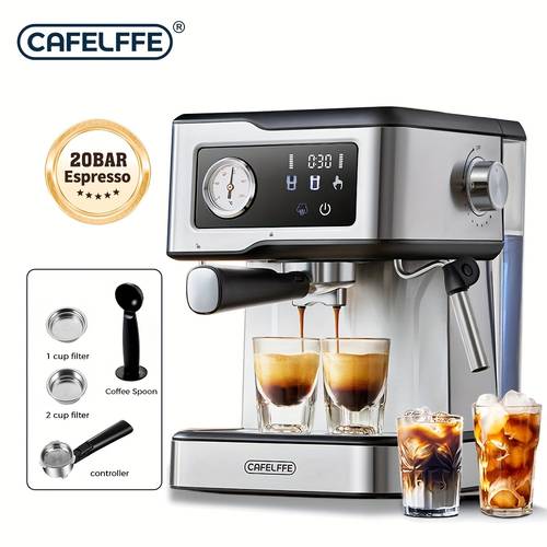 latte and cappuccino maker with built in milk frother steam wand with newly temperature controller cup warming area and 1 5 liter removable water tank best gift