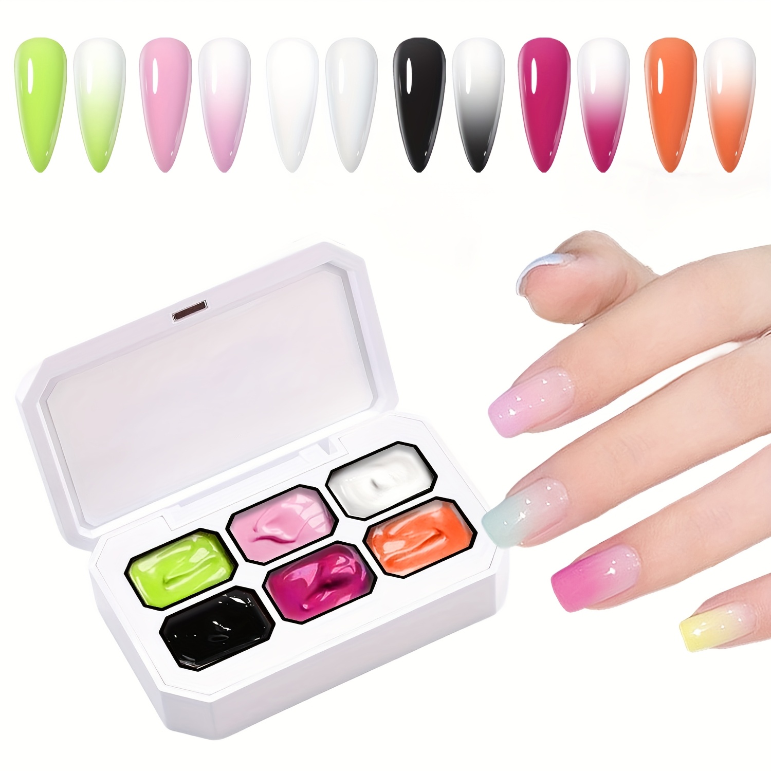 Gradient Painting Gel, 6-color Gradient Gel Nail Polish, Long-lasting Effect, Gradient Christmas Manicure Gift,…: retailer-supplied image