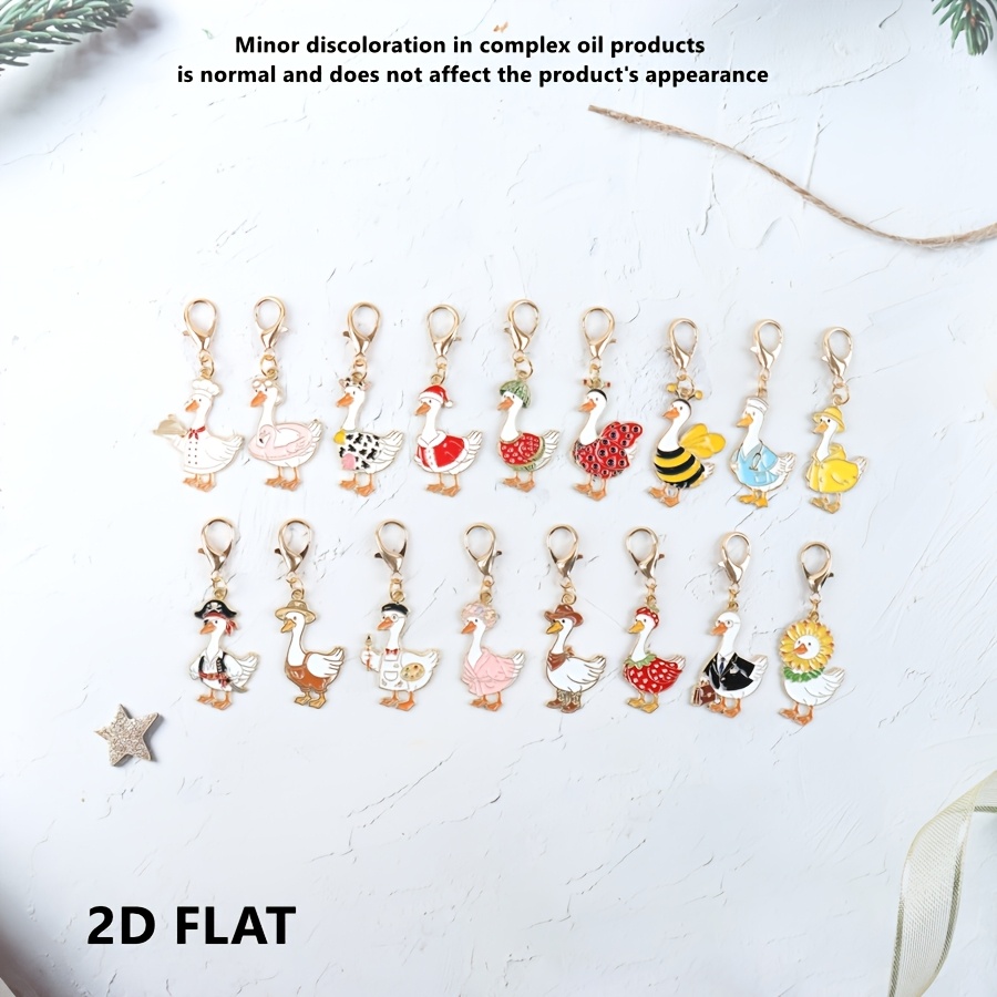 TEMU Plat 2D, Lot de 17 porte-clés Oie Farfelue Plat 2D, Porte-clés et Amusant en Gros, Cadeaux Farces Nouveauté Oie Farfelue, Cadeau d'Hôtel Vintage