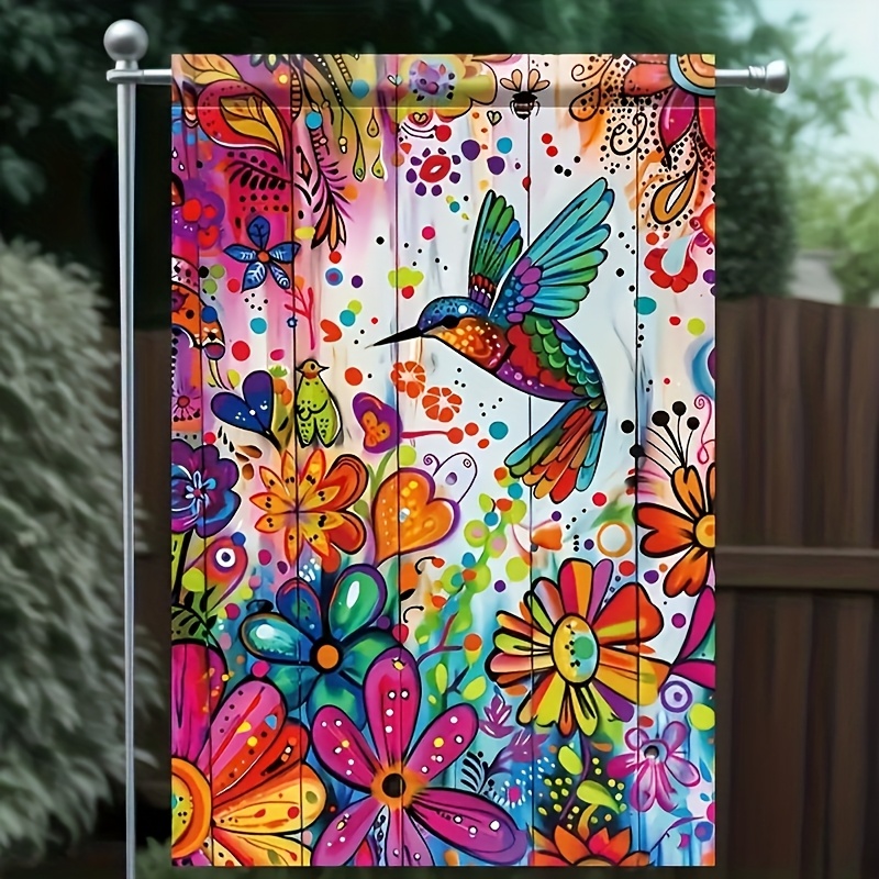 

18x12 Inch Watercolor Hummingbird Garden Flag, Double-sided Polyester, Waterproof, Multipurpose Welcome Floral Lawn Banner, Outdoor Home & Yard Decor, No Electricity Needed