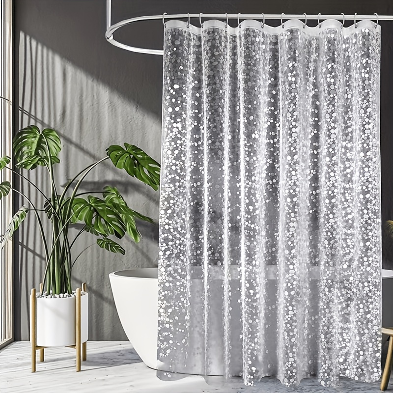 

1pc 3d Pebble Pattern Waterproof Peva Shower Curtain, Transparent Bathroom Decor, Easy Clean, With Metal Gromm Top, For Bathroom, Kitchen, Living Room, And Outdoor Use