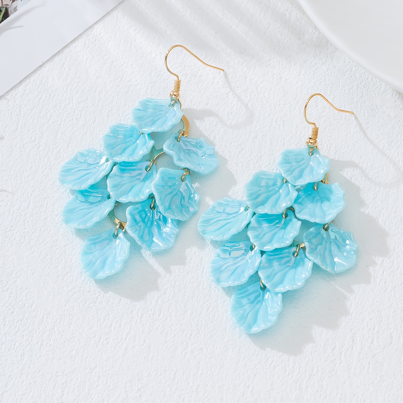 Image of A Pair Of Vintage Long Colorful Floral Pendant Earrings, Elegant Cute Sweet Ladies Jewelry, Suitable For Parties, Gatherings, Travel, And Daily Wear