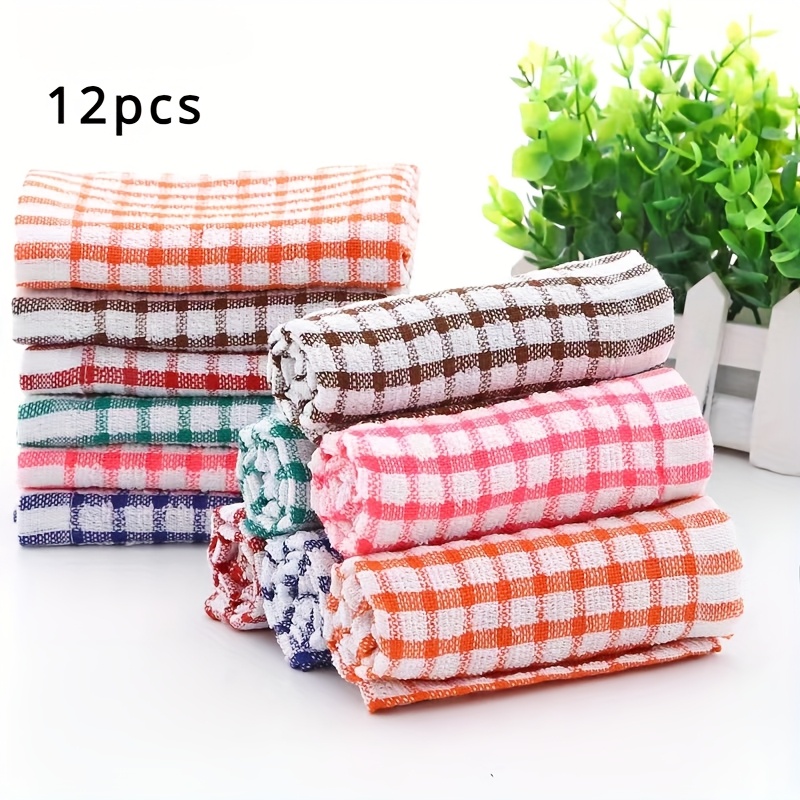 

12/8/6pcs, Dishtowels, Colors, Absorbent Towels, Kitchen Cleaning Cloths, Towels, Reusable Rags, Tea Towels, , Versatile