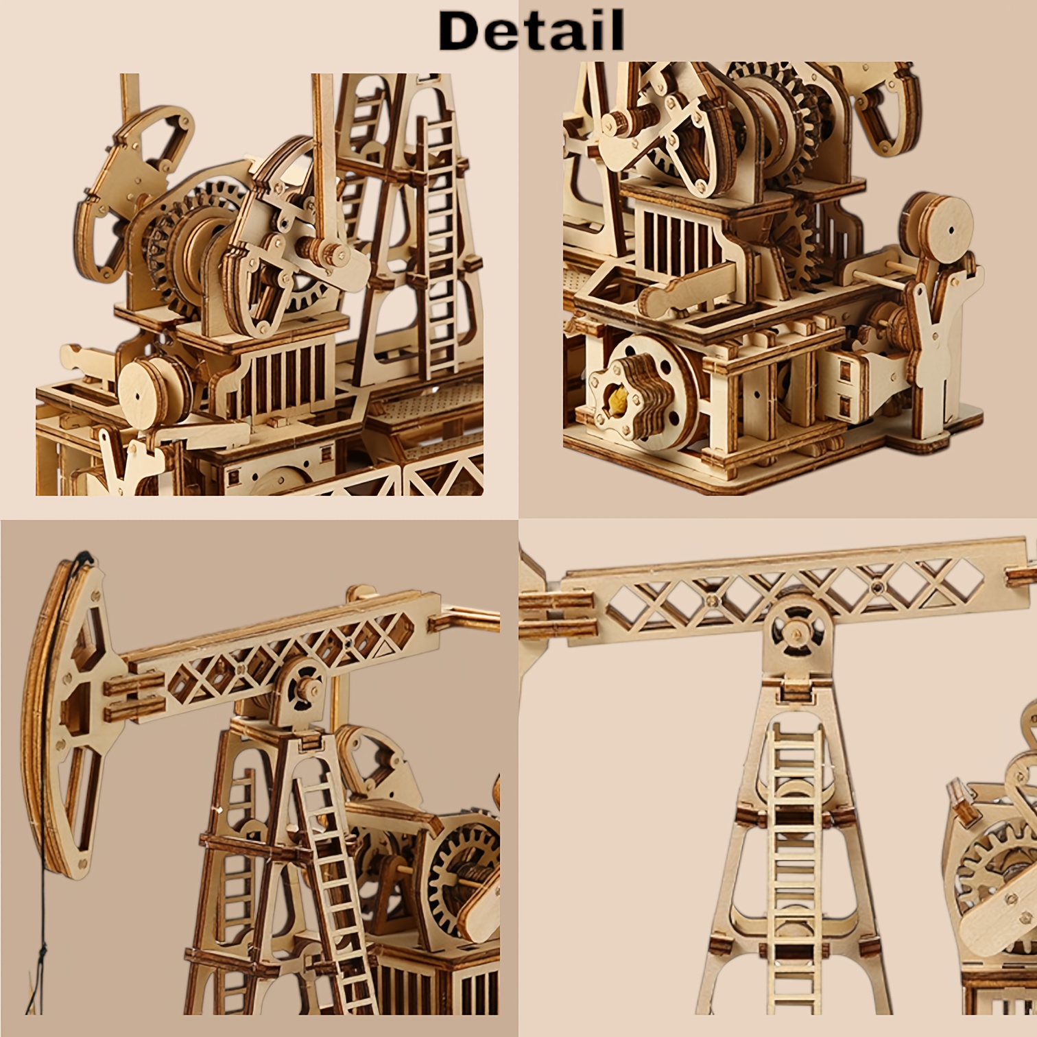 3D Wooden Mechanical Well Vintage Car & Beach Themed Motorcycle Puzzle Set