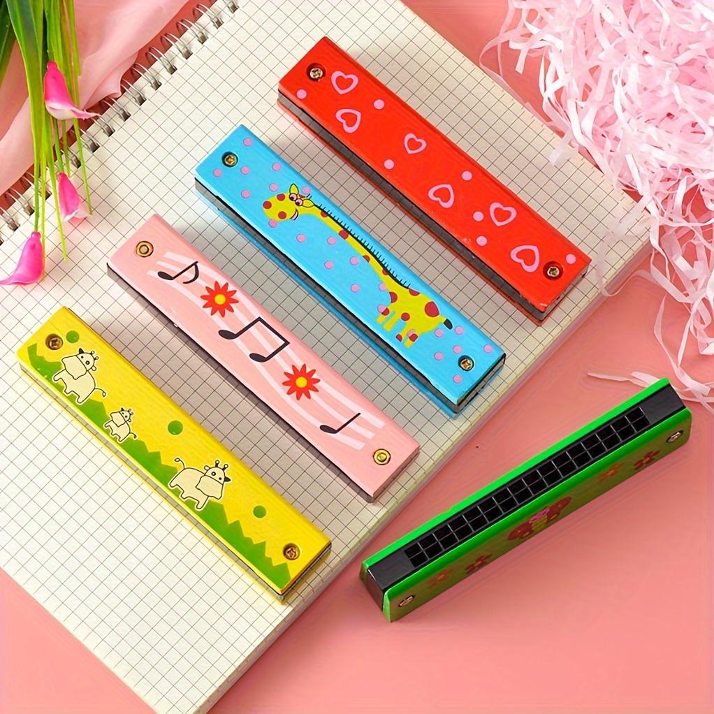 12 Styles Kids Harmonica - Lightweight Cartoon Design with Double Row of 16 Holes, Vibrant Colors & Playful Animal/Object Illustrations, Includes Case - Musical Instrument Toy for Youngsters & Adult Beginners, Christmas Halloween Gifts, Beginner Musical Instrument, Cartoon Style, Durable Construction, Beginner Musicians, Best for Christmas