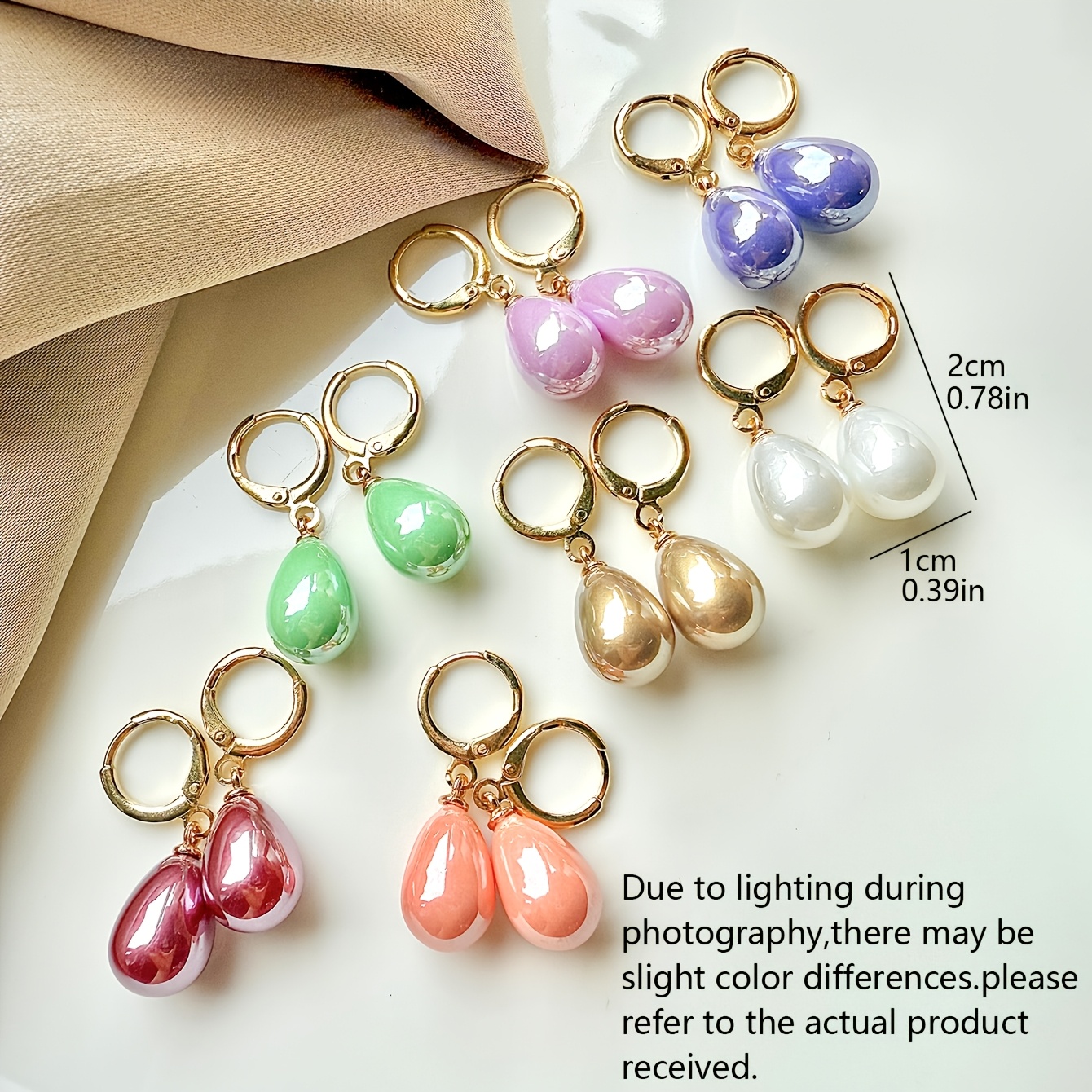 7 Pairs Candy-Colored Long Earrings with Purple Tassels