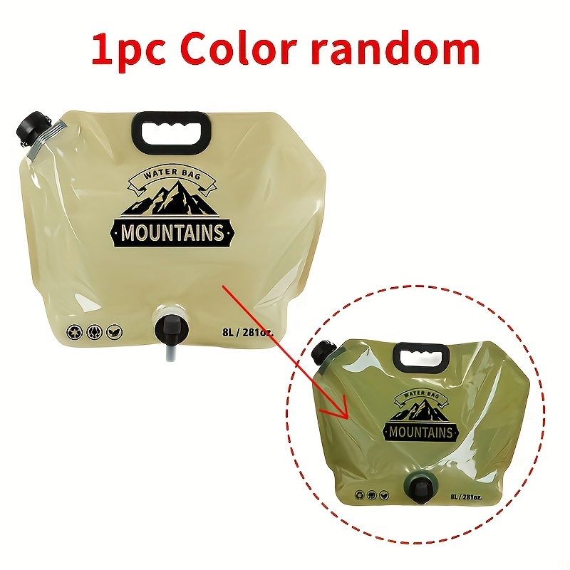 1pc Collapsible Water Container With Spigot (random Color), 2.11gal Portable Pe Hydration Pack For , Durable Anti-fall Compression For Camping, Hiking, And Travel - Suitable For Vehicles