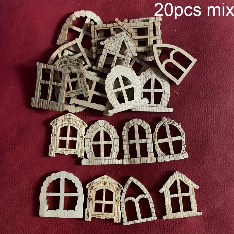20pcs Handmade Christmas House Window Additions Micro Landscape Home Decoration Ornaments Halloween Haunted House Doors And Windows