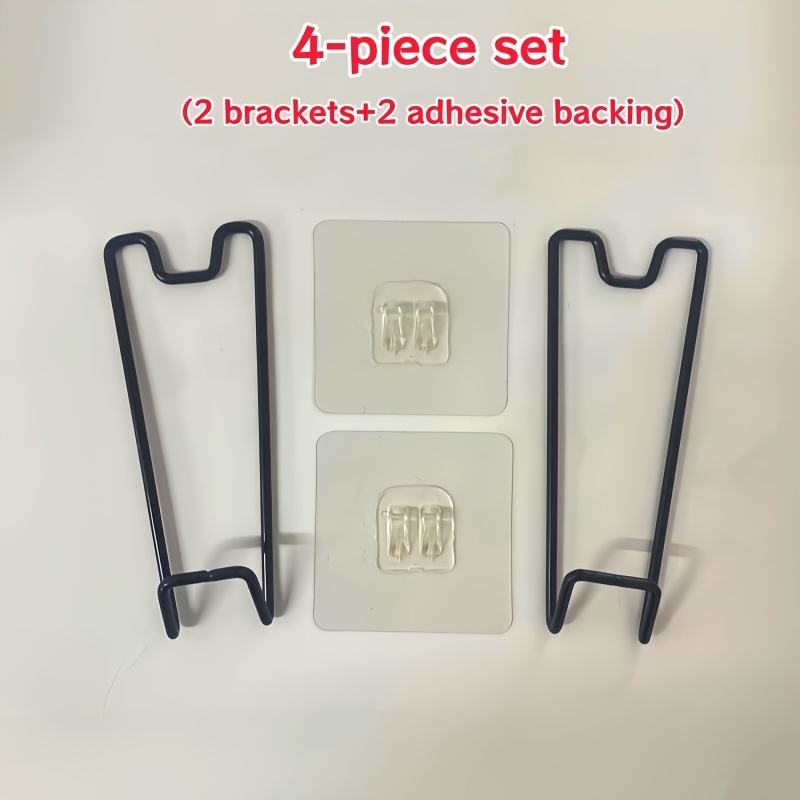 TEMU 4pcs Set: 2 Stands + 2 Adhesive Backings, Picture Frame Stand, No-drill No-nail Photo Frame Bracket, Adjustable Angle, Desktop Vertical Photo