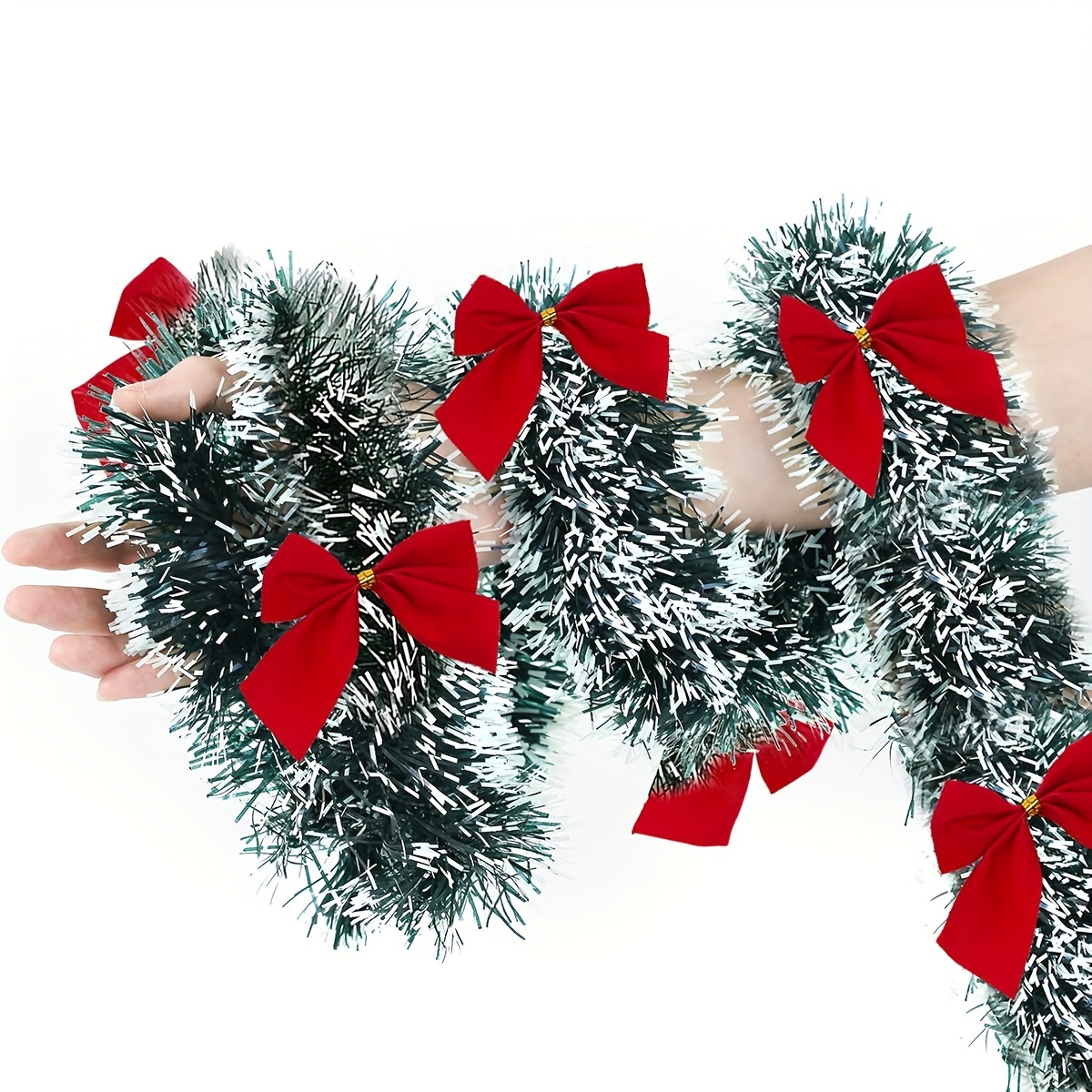 

6.6 Feet Pvc Christmas Garland 6 Bowknots - Universal For , & - No Required, Featherless - For Christmas, New , Weddings, Parties