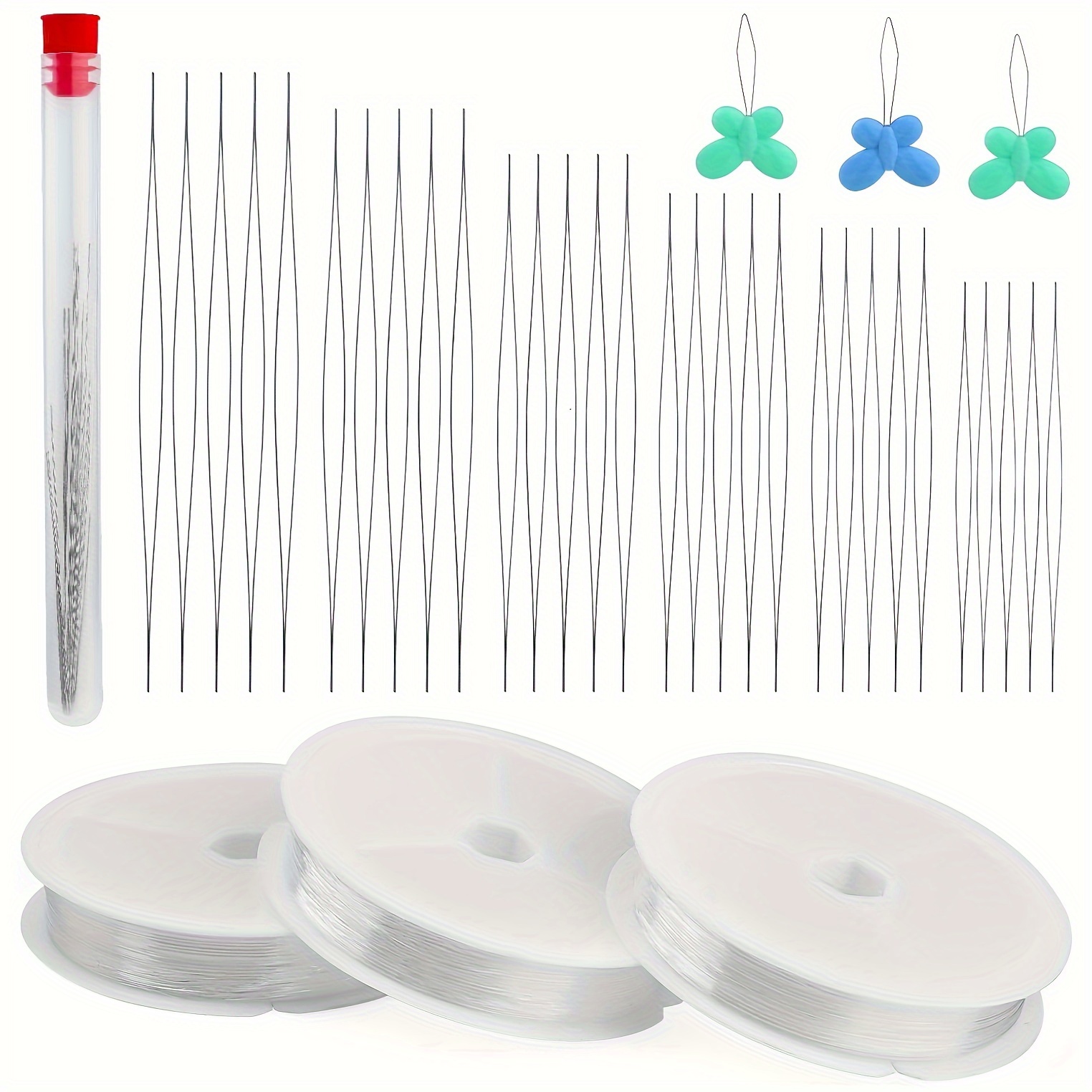 

37pcs Beading Needle Kit For Jewelry Making, Big Eye Needles With Needle Bottle, Embroidery Needles, Threaders, And High-quality Elastic Thread - Metal Material, Mixed Colors, No Battery Required