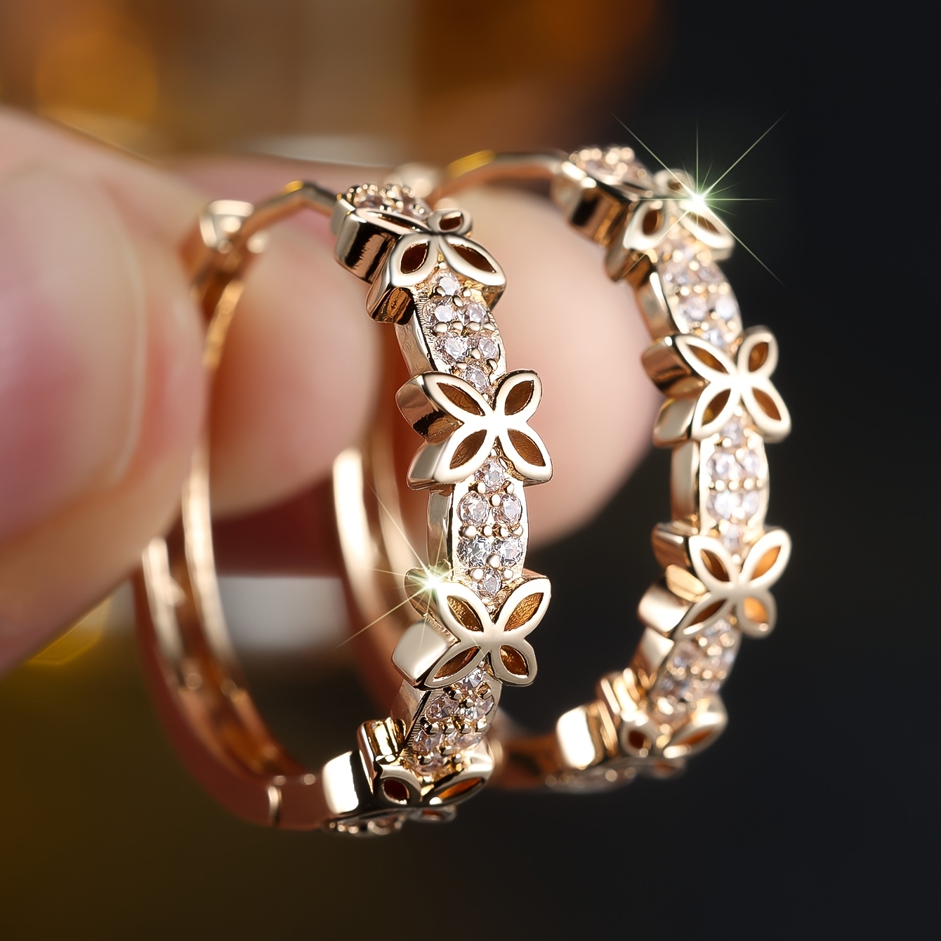 TEMU 1 Pair Vintage White Synthetic Zirconia Design Hoop Earrings For Women - Perfect For Valentine's Day, Parties & Casual Attire