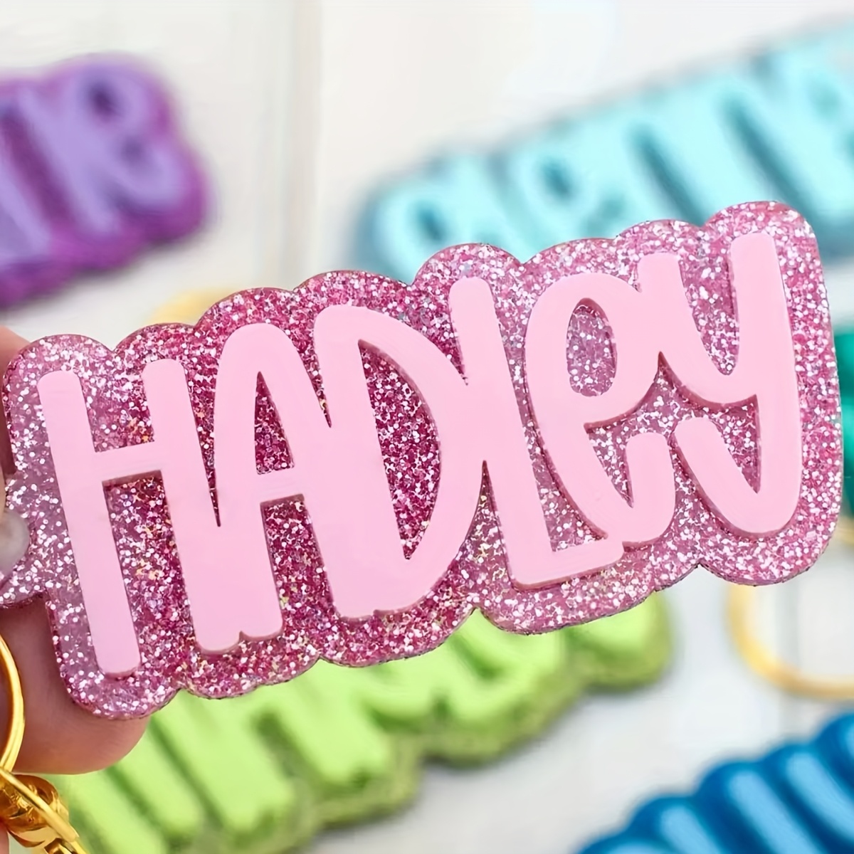 TEMU Personalized Acrylic Name Keychains, Beach Bags, Custom Diy In Autumn/winter Styles With Unique Alphabet Tags And Bag Pendants—ideal-gift For