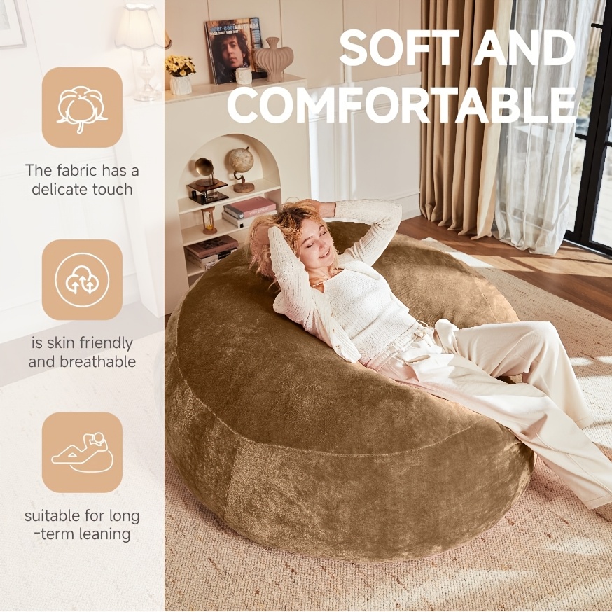 Large 4ft/5ft/6ft Bean Bag Chair Compatible for Adults - Oversized Sofa Bed Lounger with Memory Foam & Micro Velvet Cover, Soft Foam-Filled Furniture, Multi-Color Options (No Assembly) for Living Room, Bedroom - Ideal for Adults & - Image 11