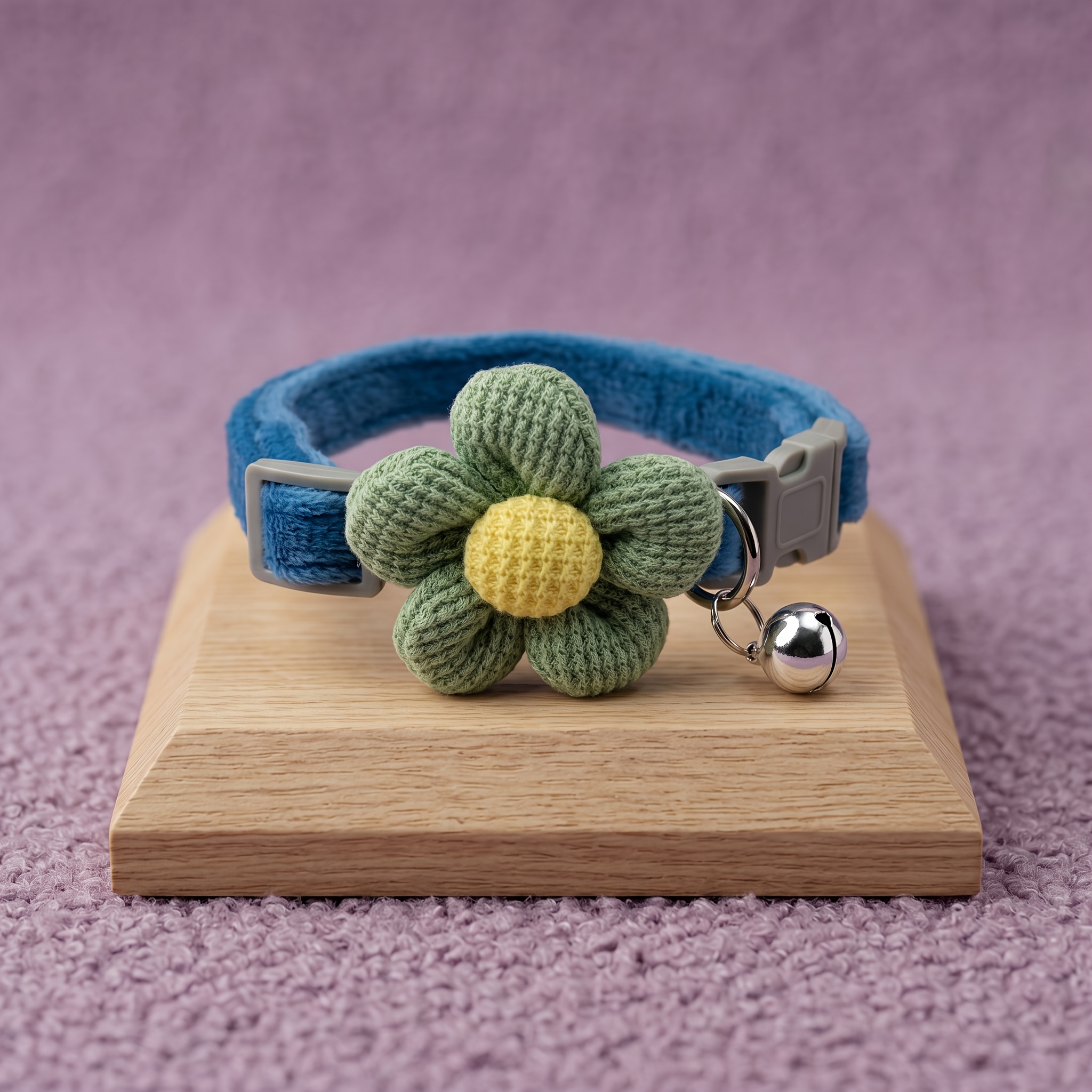 2pcs Knitted Flower Pet Collar and Leash Set