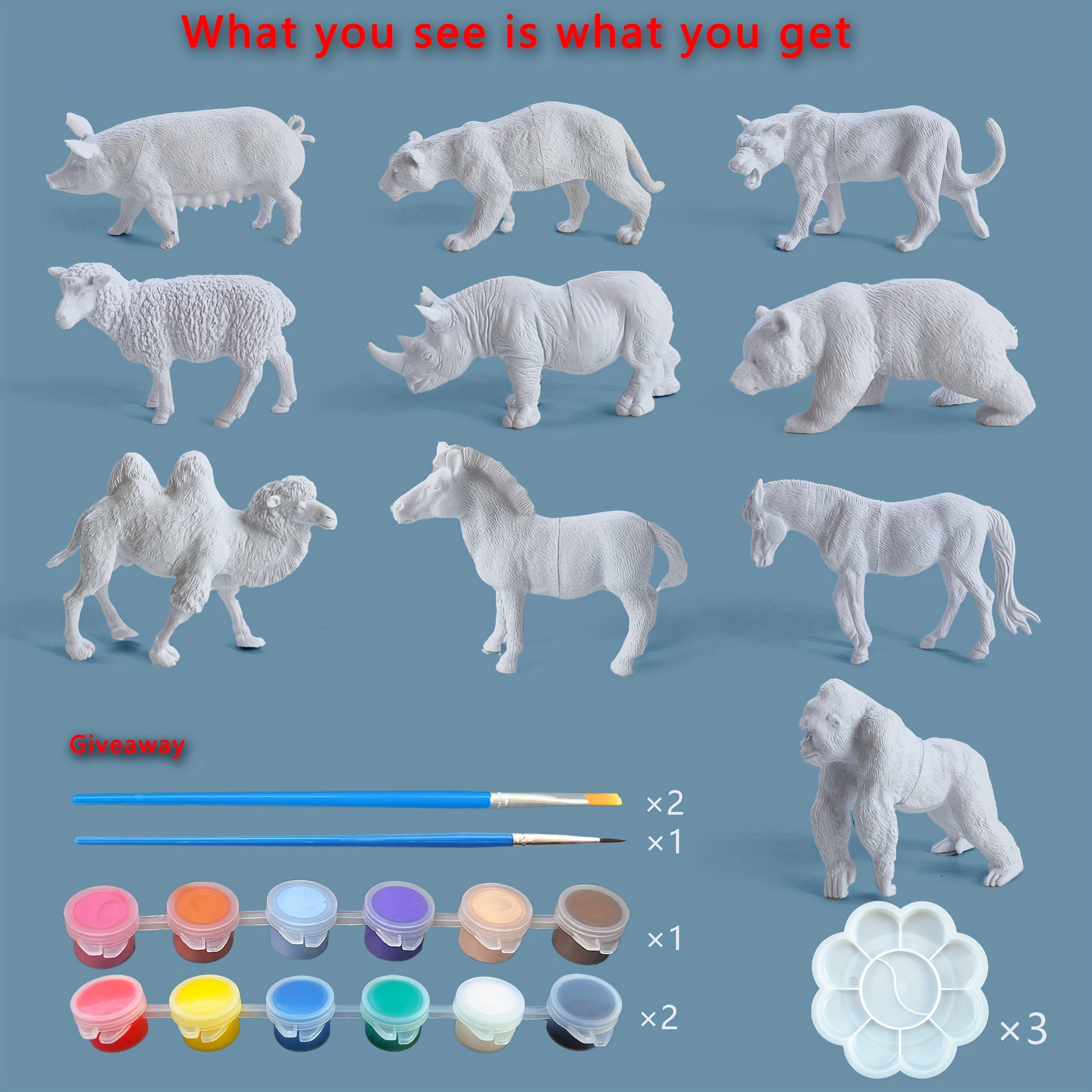 Image of 10pcs Large Size Pvc Children Animal Painting Set - Handmade Diy Animal Graffiti Toys, Educational Toys, Suitable For Boys Girls Birthday Gifts Holiday Gifts Creative Toys