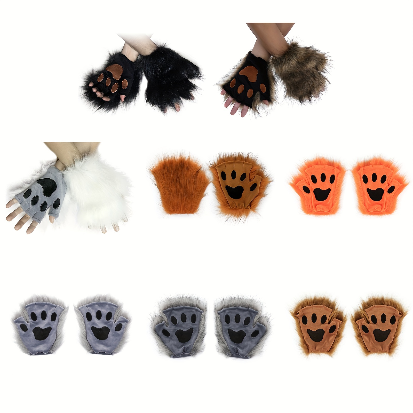 wolf paw gloves   cat fingerless mittens winter warm cosplay halloween fancy party costume additions