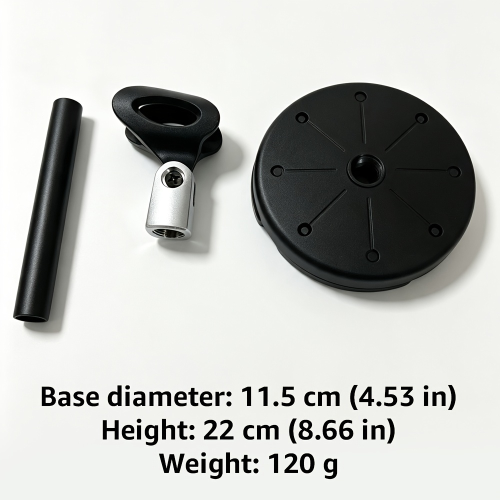 TEMU Universal Desktop Microphone Stand With Electroplated Stainless Clamp, Stable Round Abs Base, And Adjustable Angle, For Podcasting, Live
