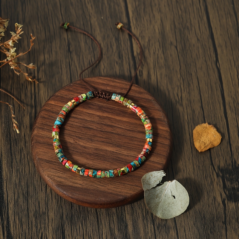 Adjustable Natural Stone Bracelet with Vibrant Green Emperor Stone Beads