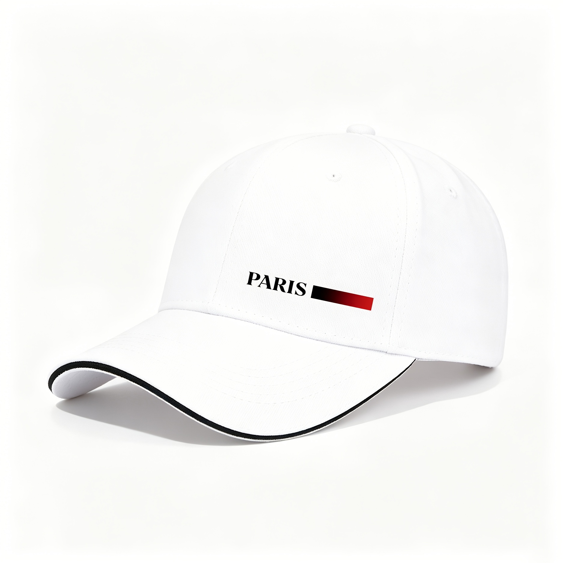 TEMU Men' & Women' Paris Print Baseball With Black-red Gradient Stripe - Lightweight Suitable For Daily Wear, Travel, Outdoor, All- Hat, Paris