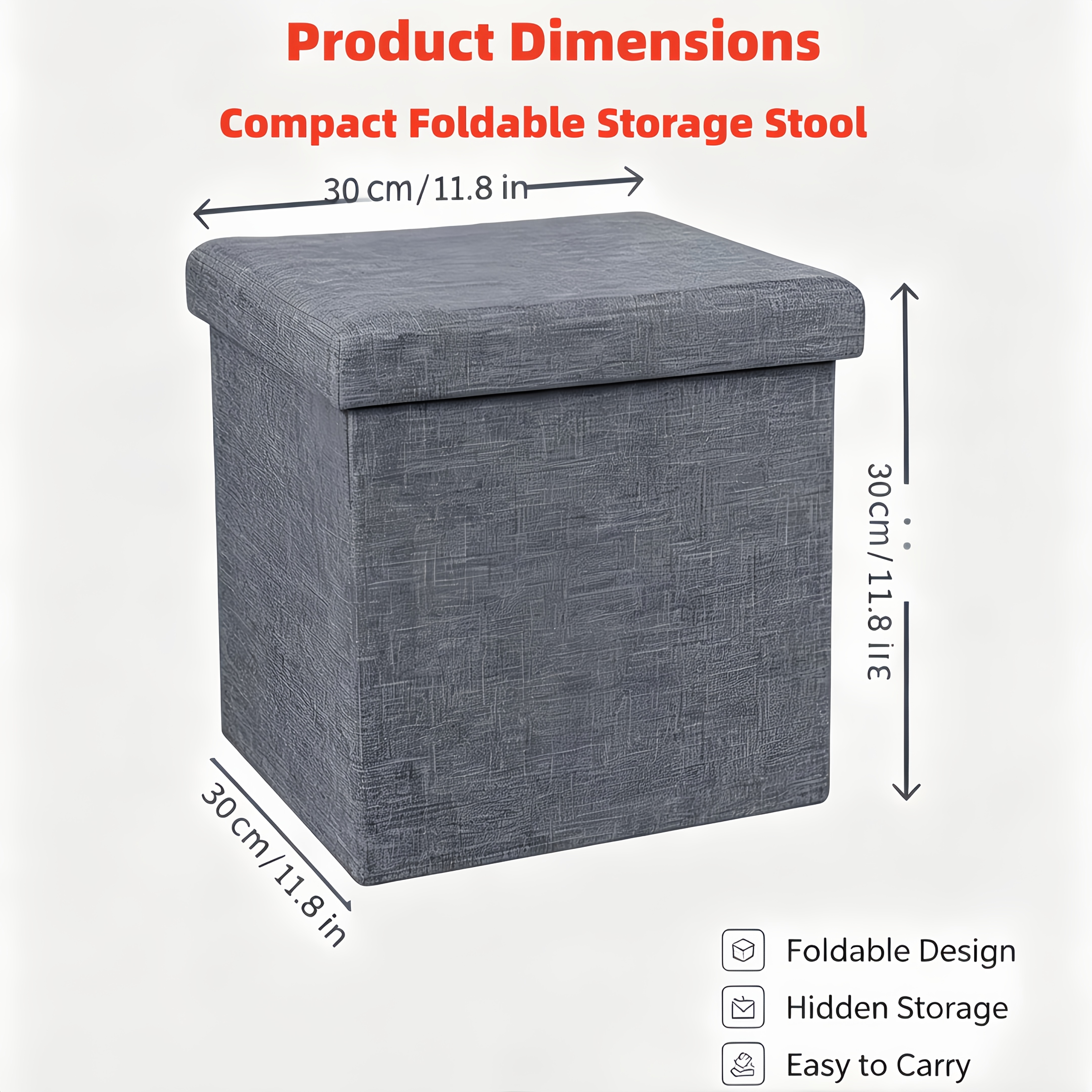 TEMU Foldable Storage Ottoman Stool, Large Capacity Collapsible Foot Rest Seat, Space Saving Storage Box For Living Room Hallway Bedroom Home