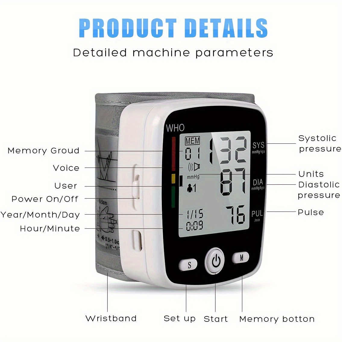   kun wrist   digital bp machine with large lcd display voice broadcast 2x99 readings memory adjustable 5 4 7 7 cuff usb rechargeable portable for   ck w355 blood pressure machine for adults Product details 3
