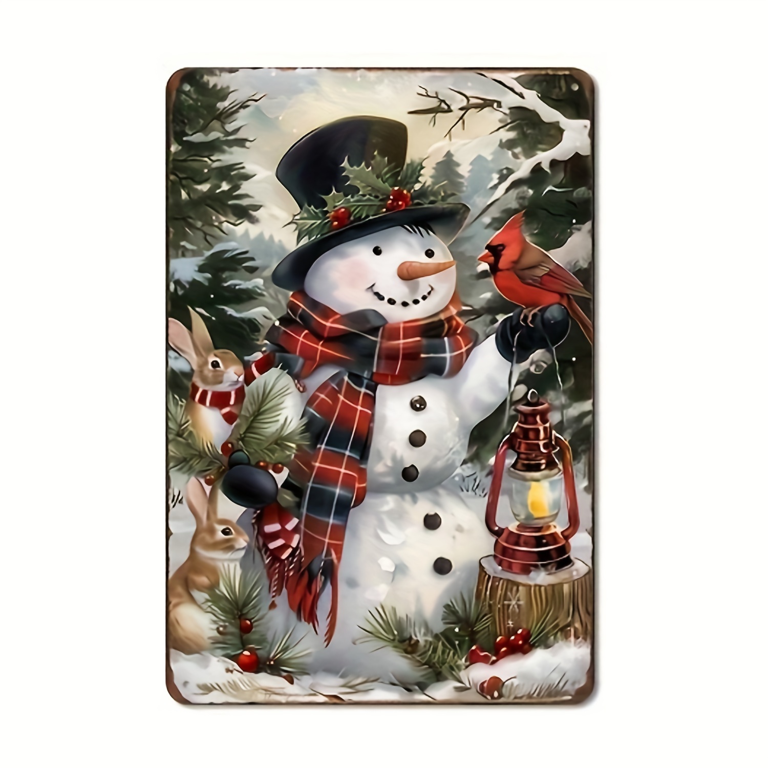 

Christmas & Snowman Metal - Decor For , Bar, - Install, - Art, 8x12