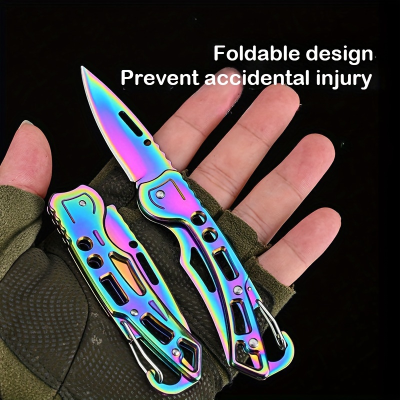 

1pc Stainless Steel With Keychain Pendant - Portable & Lightweight Outdoor Pocket Knife, Foldable Design For Safety, Ideal Gift For