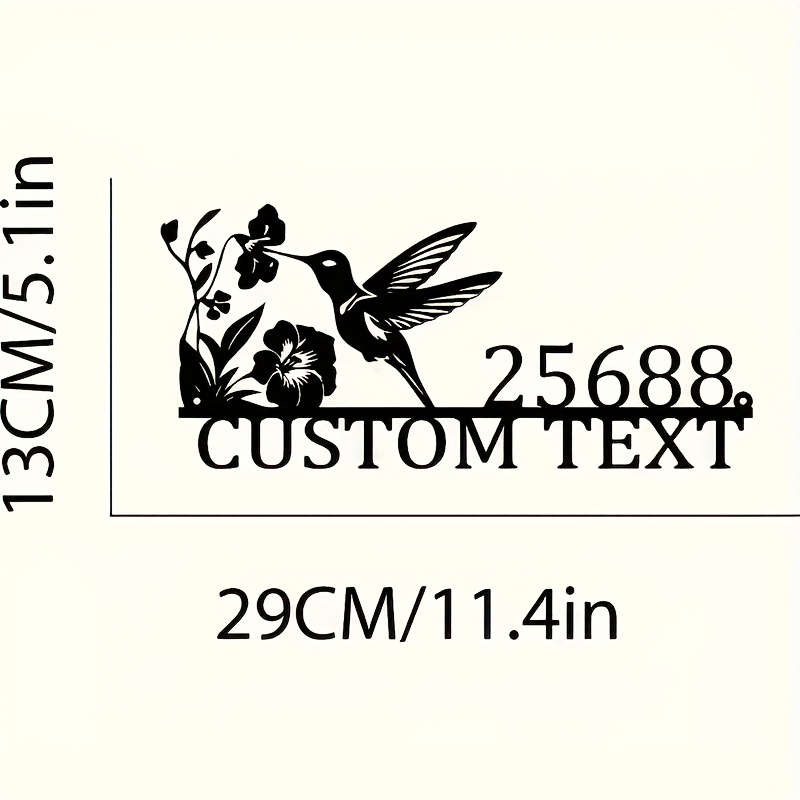 TEMU Custom Hummingbird Metal Door Sign - Personalized Outdoor Address Plaque, Retro Bohemian Style, Easy To Wall Mount, No Power Required, Home