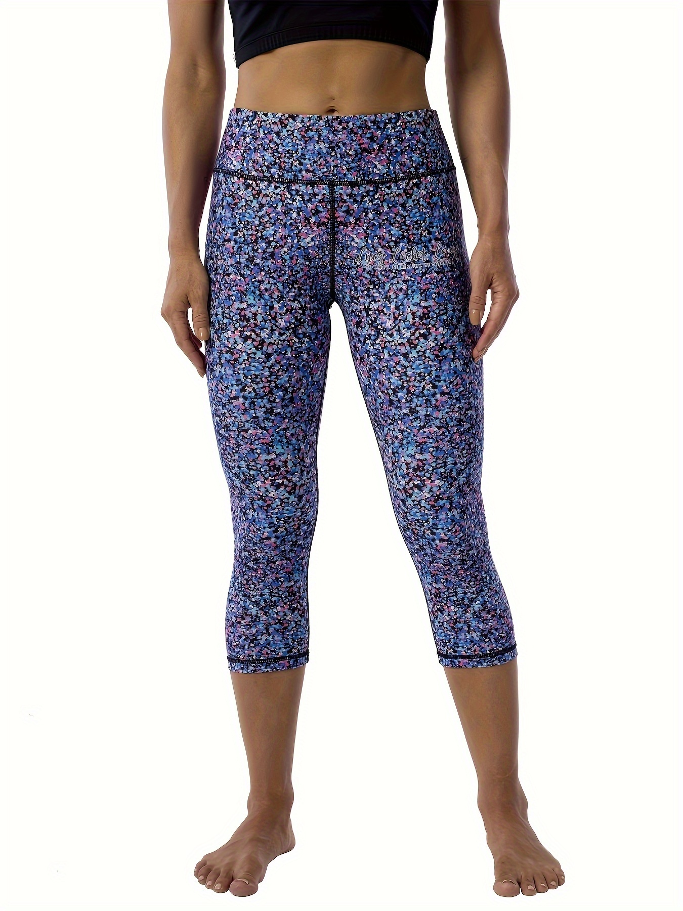 Yoga Capri Leggings Pockets Women Printed Athletic Leggings - Temu