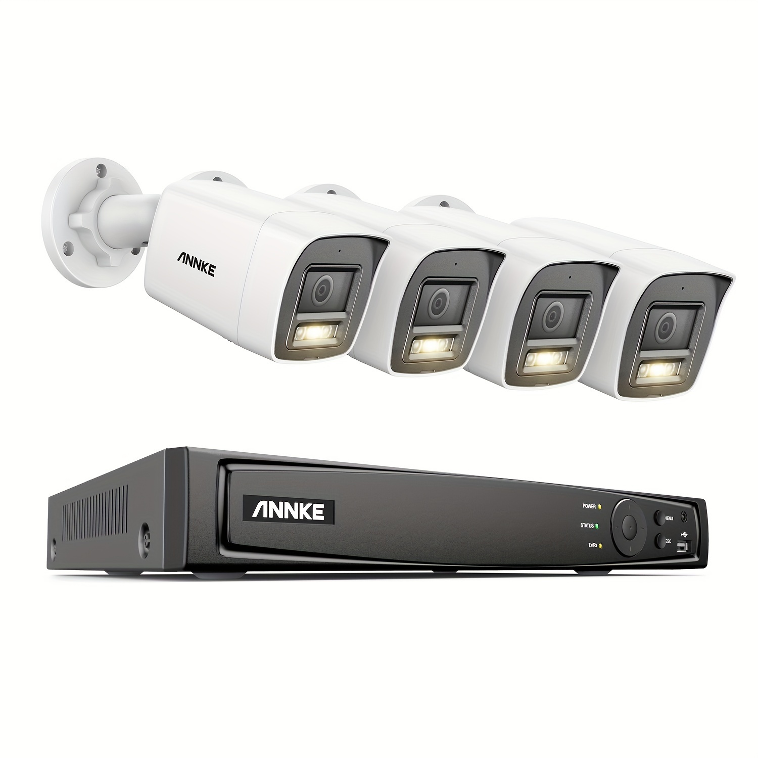 Image of Annke 12mp Poe Surveillance Camera Set, 4 With Person And Vehicle Detection, 100ft Colour Night Vision, 24/7 Video Surveillance, Suitable For Home, Office, Store And Warehouse.
