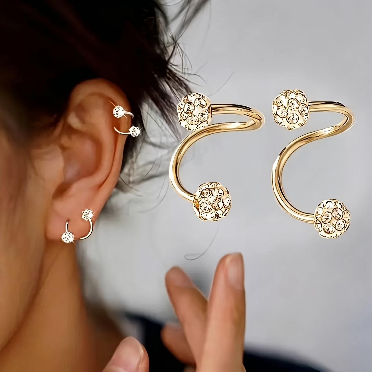 TEMU 2pcs Women's Fashion Stud Earrings With Artificial Inlay, Irregular Stud Earrings For Daily Wear, Parties, Vacations, And Anniversary Gifts