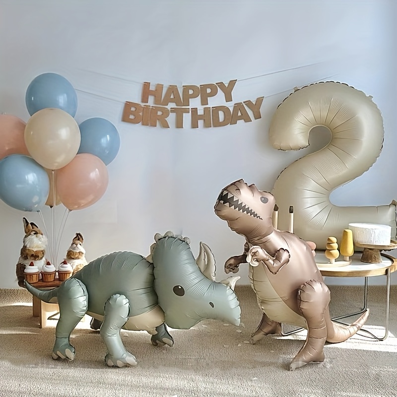 

3d Dinosaur Aluminum Film Balloon For Birthday Party Decoration, Assembled Finish, Suitable For 14+ Age Group, 1 Pc - Festive Atmosphere Balloon Supplies Without Electricity