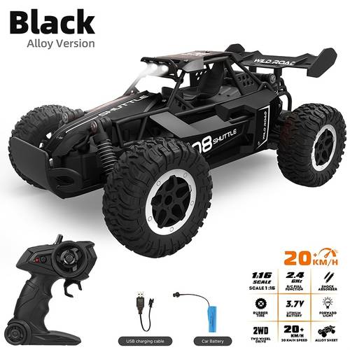 alloy car all terrain electric toy car 1 16 scale model 4ghz r c off road car 20 km h with headlights and shock absorption birthday gifts for boys over 3 years old