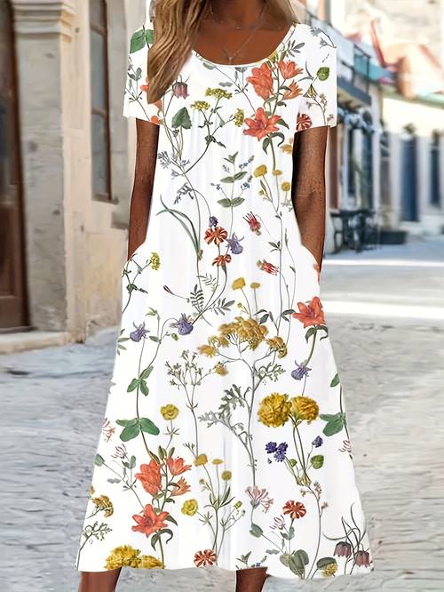 new summer and autumn fashionable mom floral print dress for outdoor street casual holiday wear targeted
