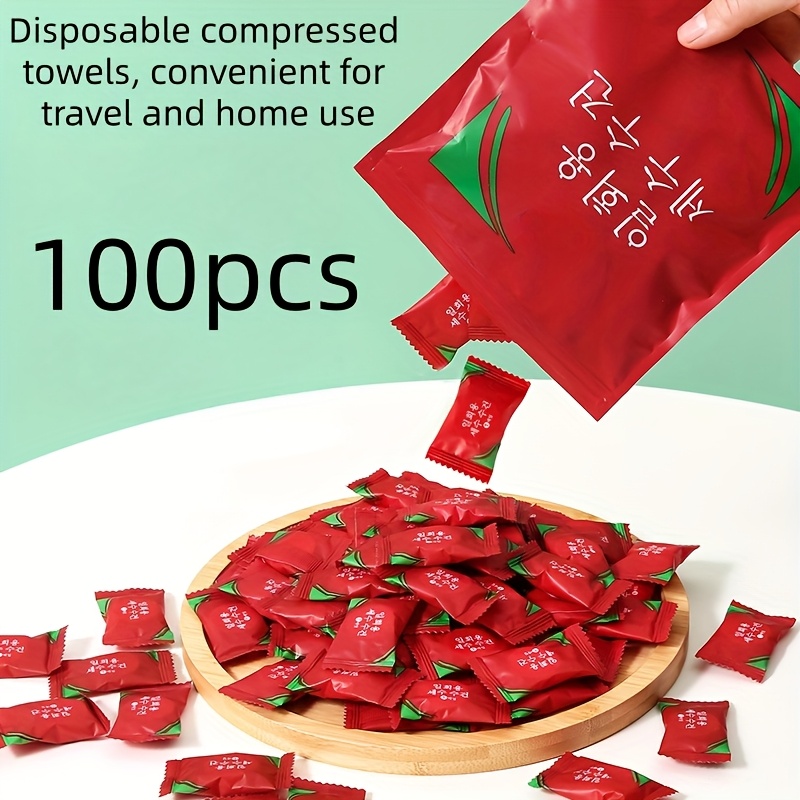 100pcs Compressed Towels, Portable and Individually Packed, Thickened Hand Towels, Suitable for Both Wet and Dry Use, Ideal for Home, Travel, and Camping