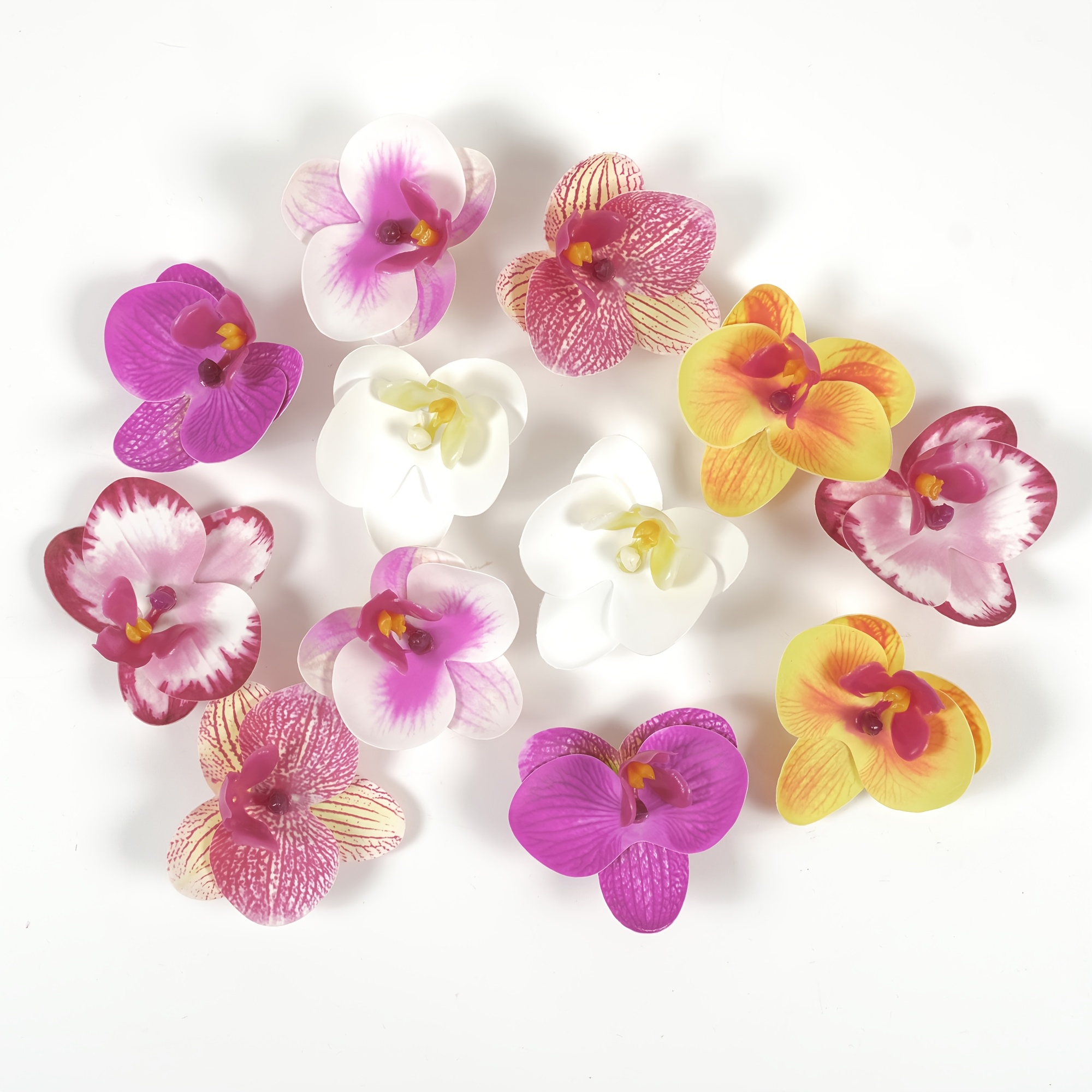 Image of 10pcs Small Phalaenopsis Flower Head 2.36in Fake Orchid 6 Colors For Craft Bouquet Hairclip Corsage Dress Decor Faux Flower