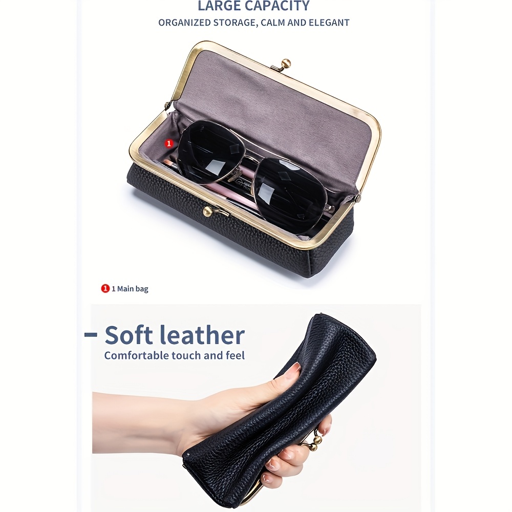 Genuine Leather Clip Sunglasses Storage Holder Bag