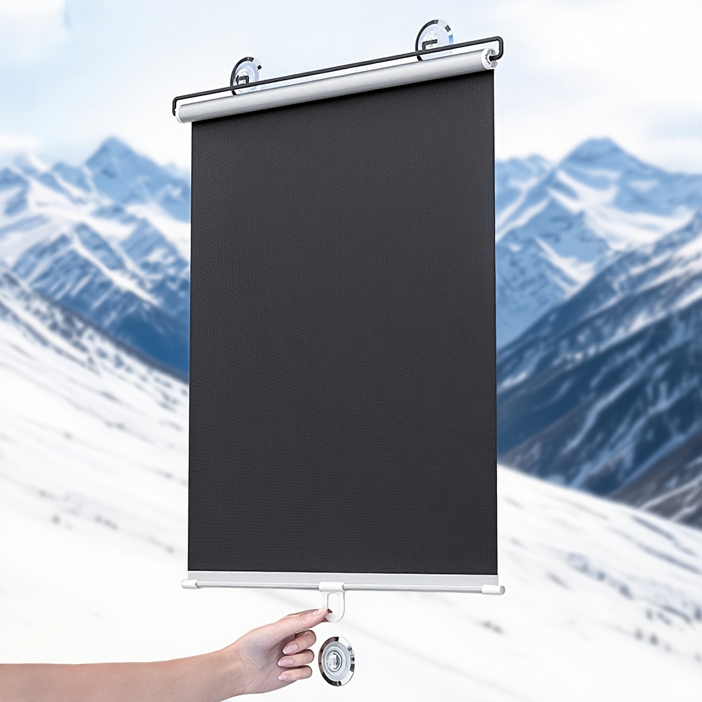 2pcs No-Drill Retractable Blackout Curtains, UV Protection Thermal Insulation Window Shades for Office Balcony Kitchen Use, Privacy and Cooling Decorative Home Accessories