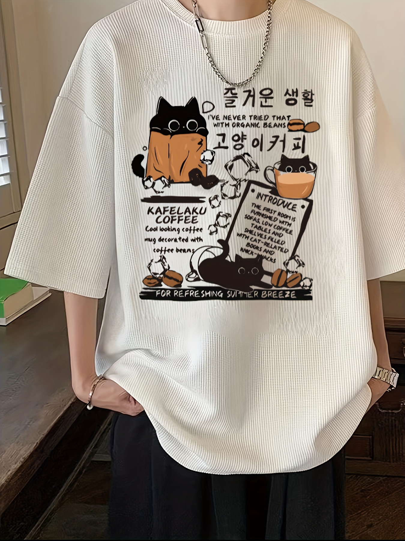 fabric t shirt korean style print - Temu