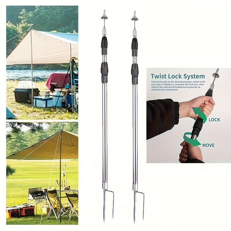 1/2/3/4er-set verstellbare edelstahl-zeltstangen fr auto-camping, markise,  schutzdachsttzen, sonnenschutztuten, zeltheringe, veranda-stange,  schattennetz-sttzstbe, outdoor-camping-markisen - sport & outdoor - Temu
