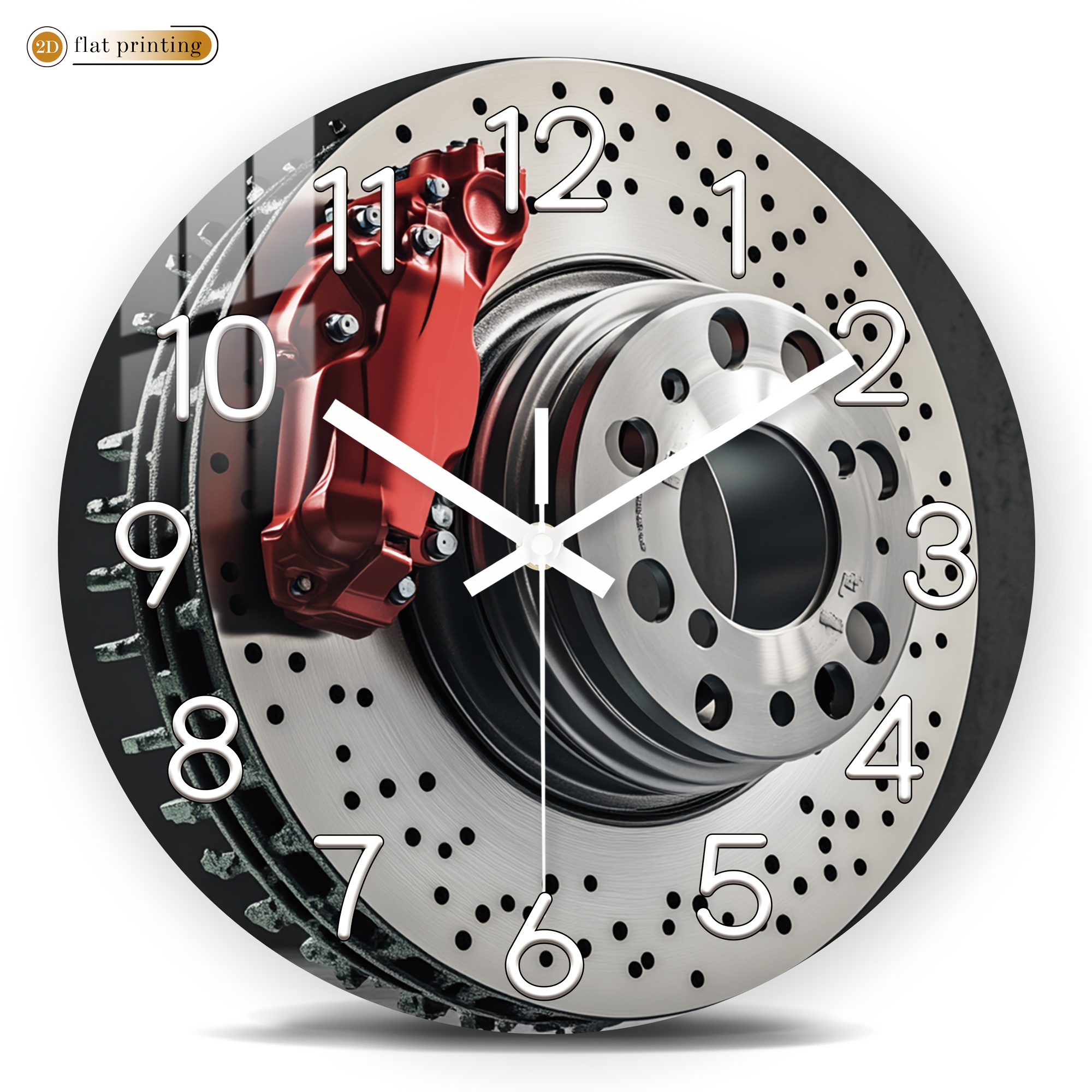 TEMU Car Shaped Wall Clock, Wooden Home Wall Clock - 2d Flat Printed Silent Sweeping Clock, Suitable For Classroom And Office Decoration, Halloween