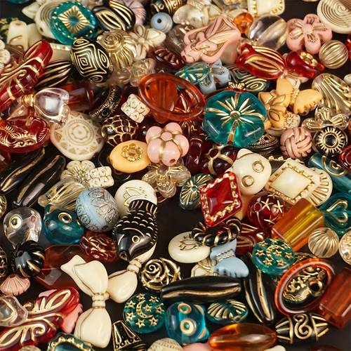 50 100g retro baroque golden embossed acrylic beads retro style with holes jewelry making kits suitable for jewelry and bracelet making 8 30mm mixed color beads heart and beads very suitable for bracelets